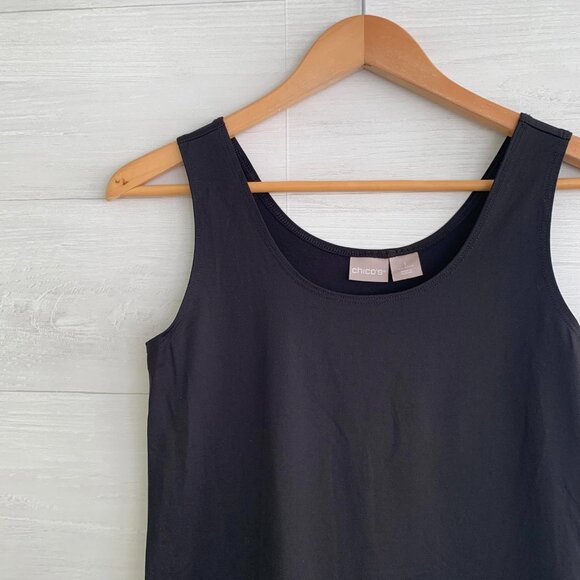 Chico’s - Black sleeveless microfiber cami shell tank top, sz 1 M - Picture 2 of 4